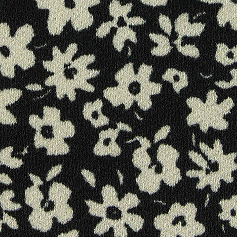 Cream Flowers Jersey Knit, Polyester, 235 gsm