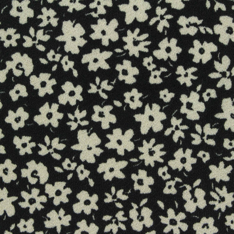 Cream Flowers Jersey Knit, Polyester, 235 gsm