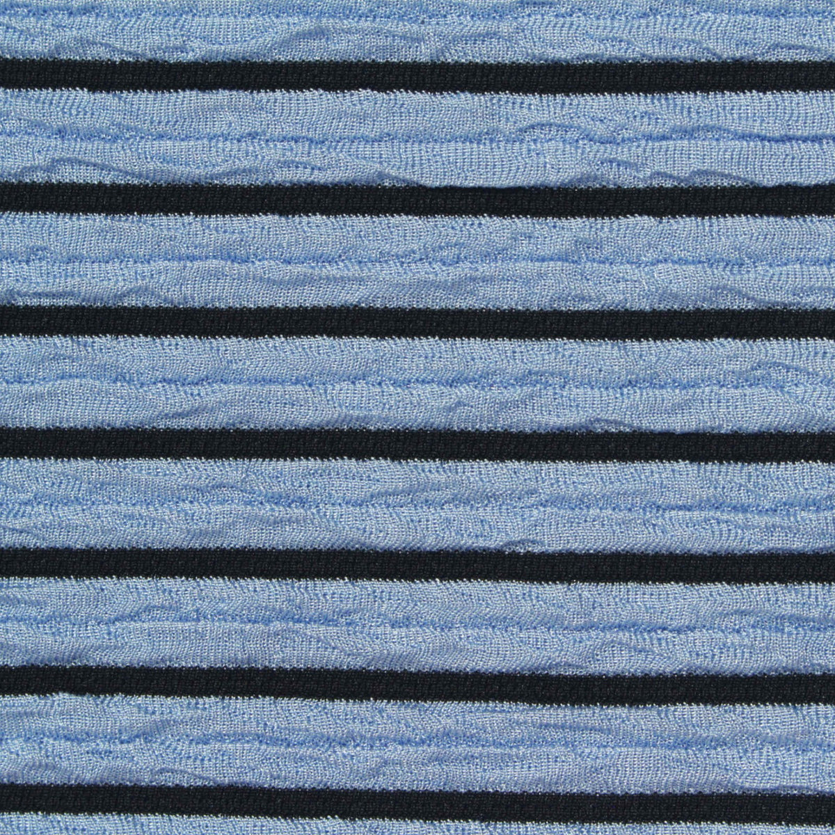 Light Blue Horizontal-Stripe Knit, Polyester, 220 gsm