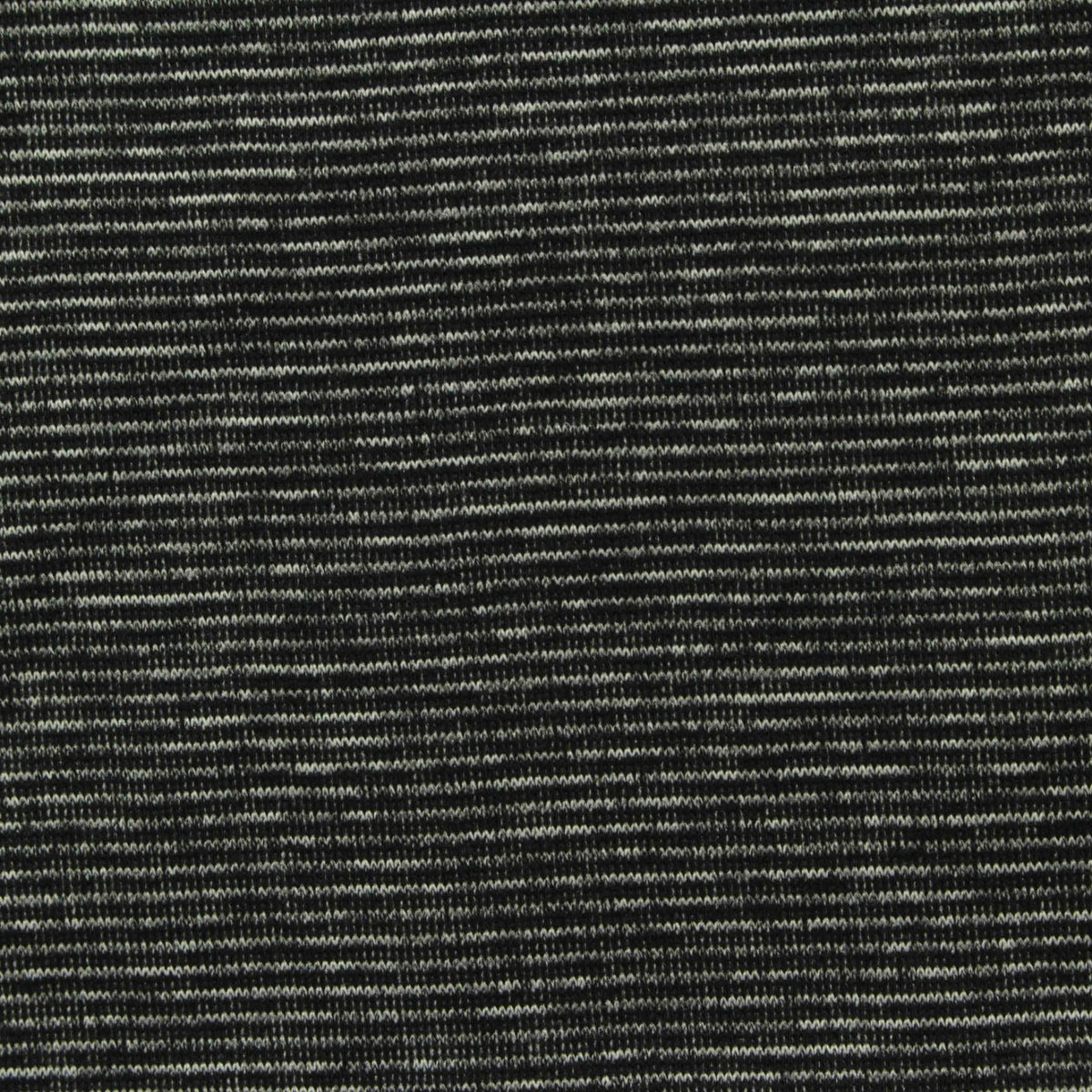 Black Horizontal-Stripe Interlock Knit, Cotton-Poly