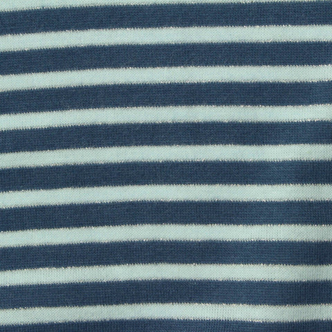 Dark Blue Horizontal-Stripe Jersey Knit, Cotton