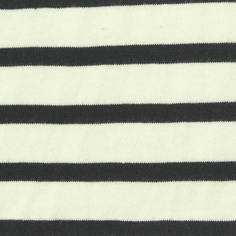 Black Horizontal-Stripe Jersey Knit, 175 gsm