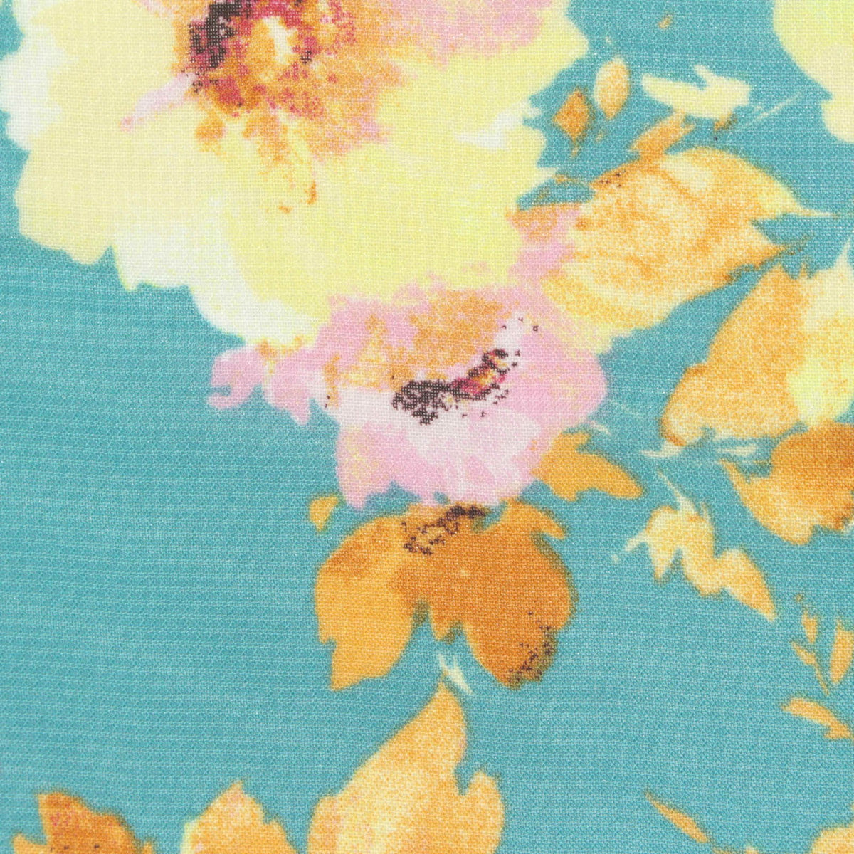 Yellow Flowers Chiffon, Polyester, 85 gsm
