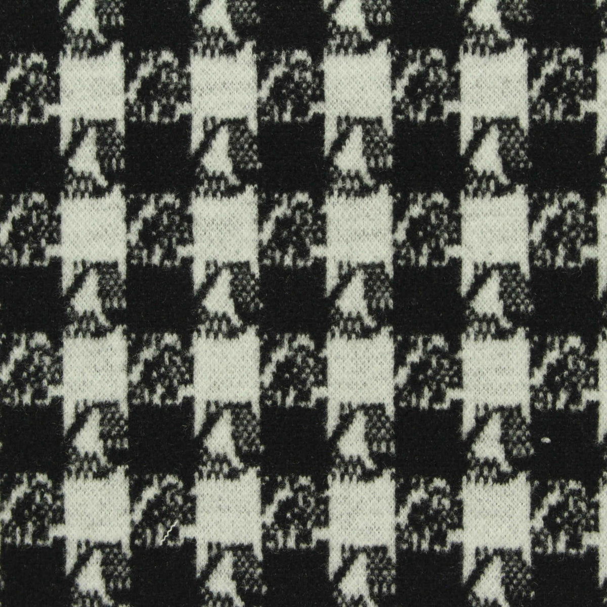 Black Houndstooth Knit, Poly-Viscose, 410 gsm