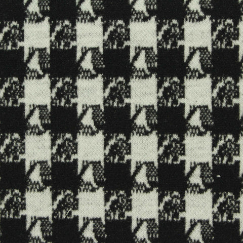 Black Houndstooth Knit, Poly-Viscose, 410 gsm