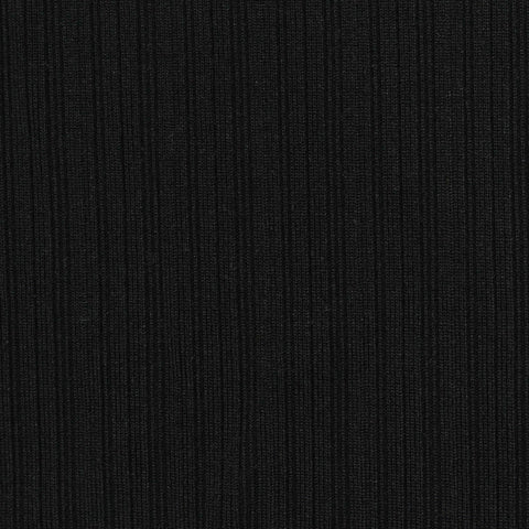 Polyester Stretch Rib Knit Fabric, 310 gsm, 150 cm — Black