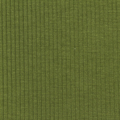 Tencel Lyocell Stretch Rib Knit Fabric, 290 gsm, 145 cm — Green