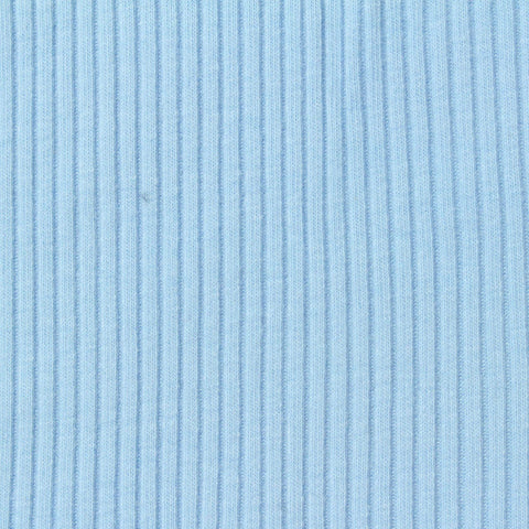Cotton Polyester Stretch Rib Knit Fabric, 220 gsm, 130 cm — Blue