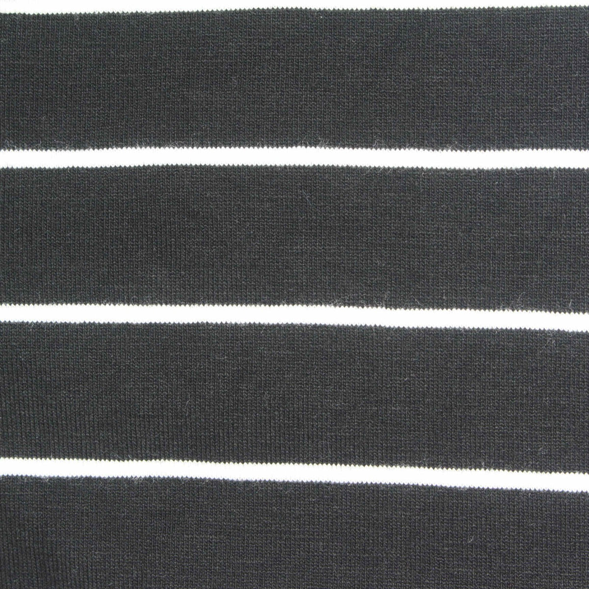 Black Horizontal-Stripe Jersey Knit, Viscose, 235 gsm, 165 cm