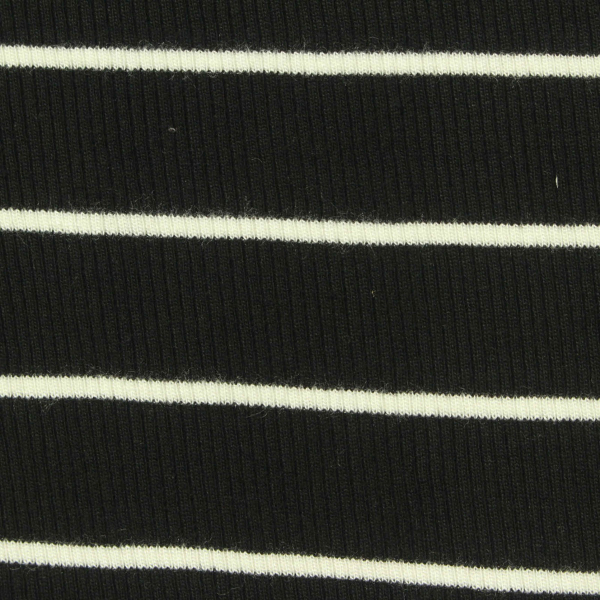 Black Horizontal-Stripe Rib Knit, Polyester, 252 gsm