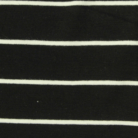 Black Horizontal-Stripe Jersey Knit, Viscose, 200 gsm, 180 cm