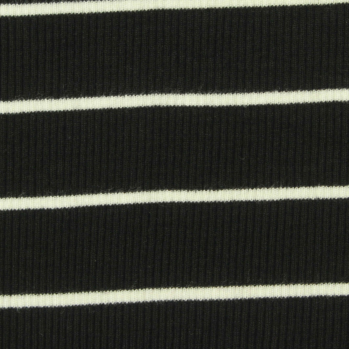 Black Horizontal-Stripe Rib Knit, Viscose, 296 gsm