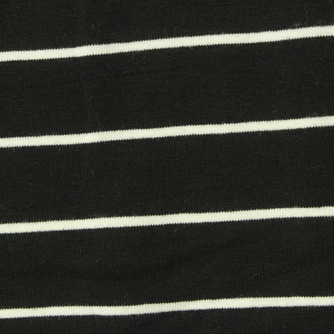Black Horizontal-Stripe Jersey Knit, Viscose, 235 gsm, 160 cm