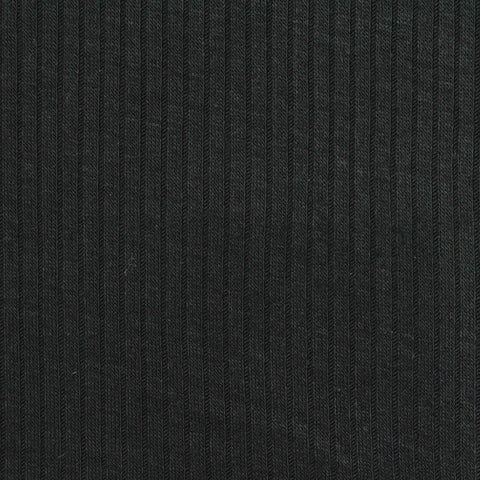 Viscose Stretch Rib Knit Fabric, 175 gsm, 185 cm — Black