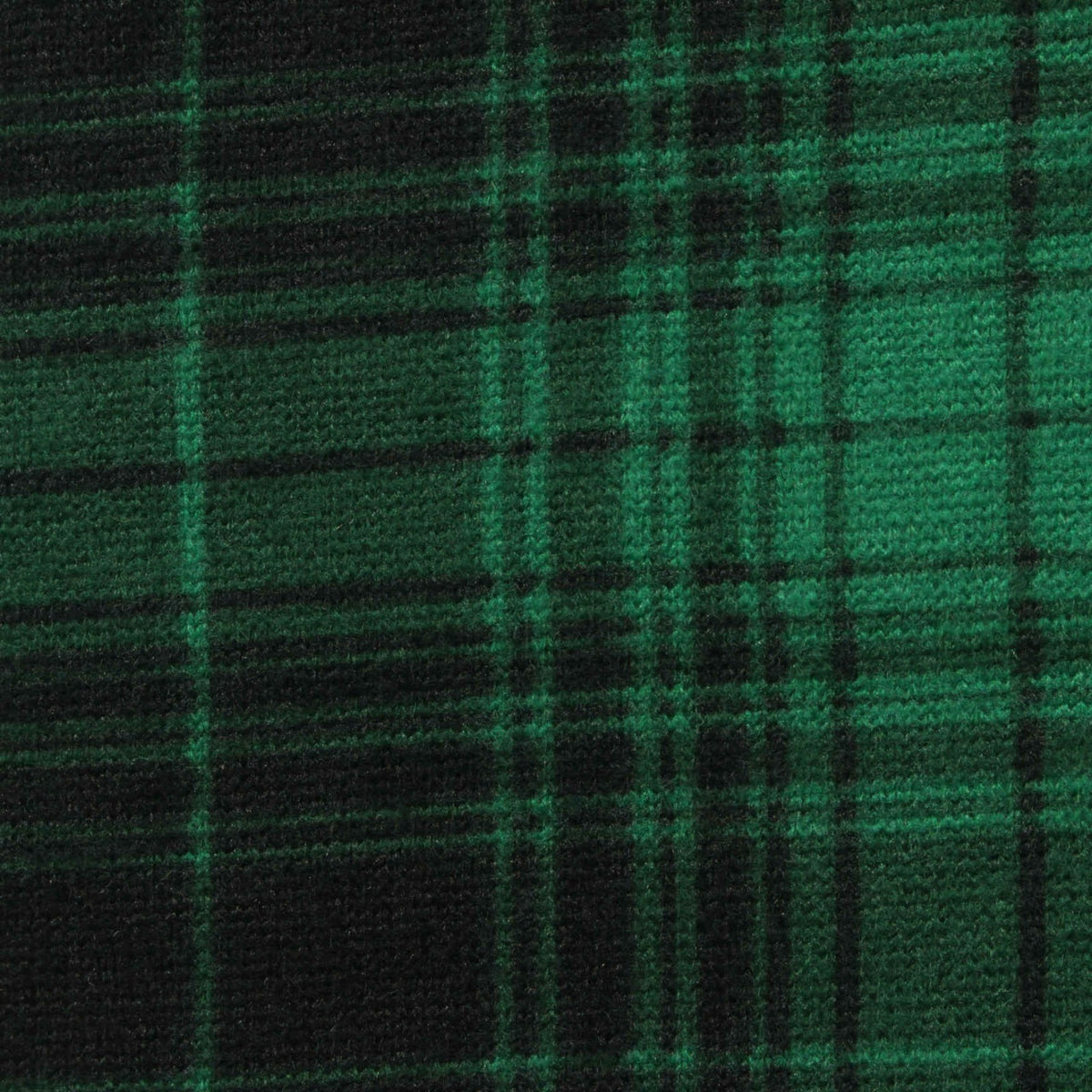 Green Plaid Chunky Knit, Polyester, 185 gsm