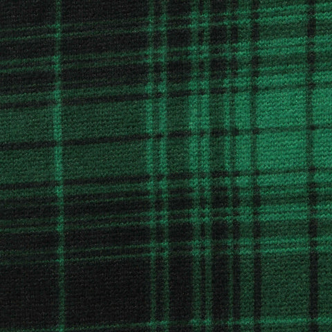 Green Plaid Chunky Knit, Polyester, 185 gsm