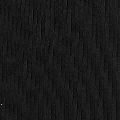 Viscose Rib Knit Fabric, 417 gsm, 155 cm — Black