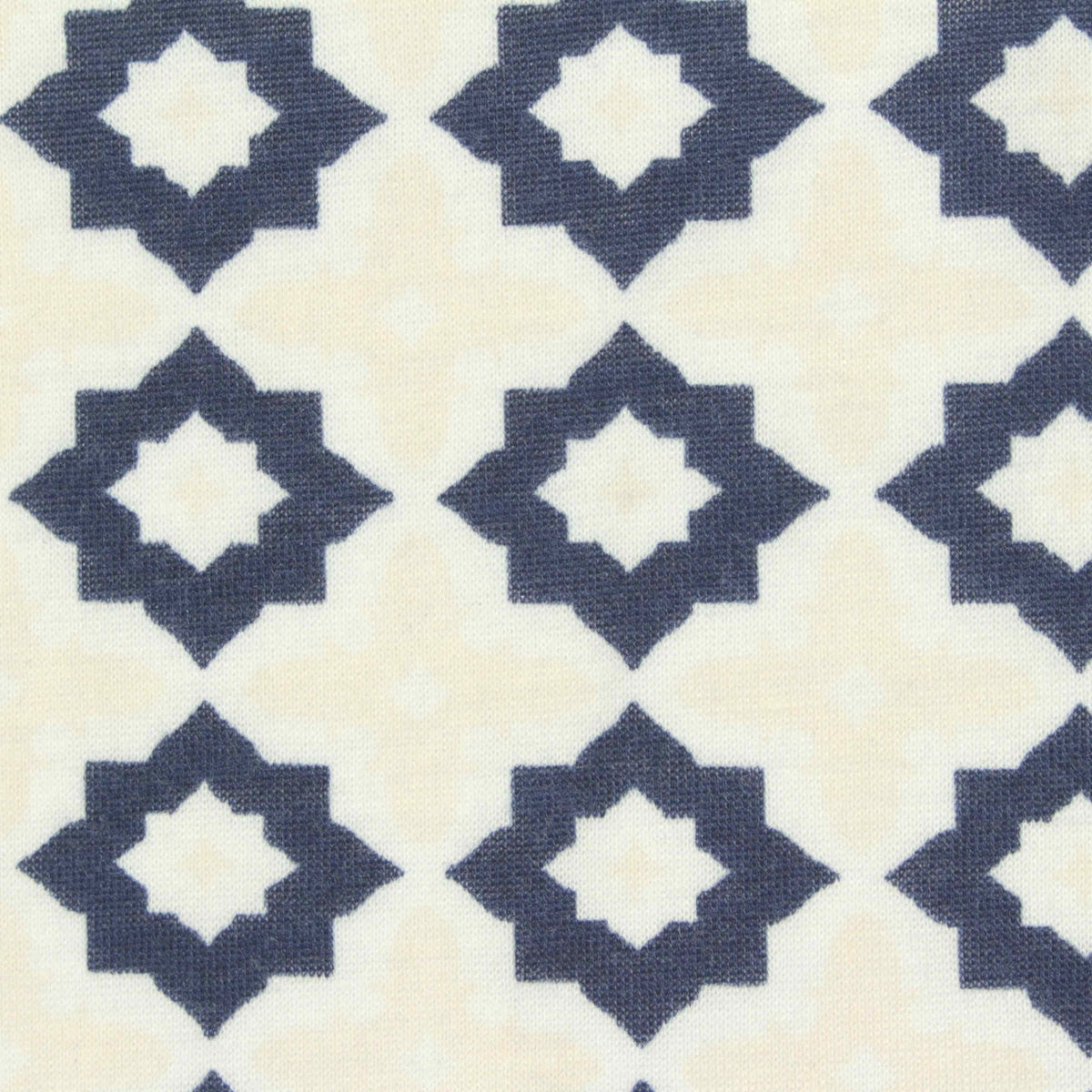 Dark Blue Geometric-Star Jersey Knit, Polyester