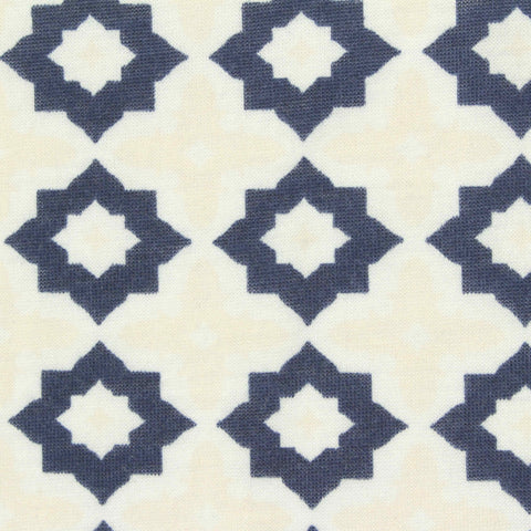 Dark Blue Geometric-Star Jersey Knit, Polyester