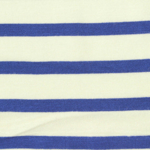 Blue Horizontal-Stripe Knit, Viscose, 170 gsm