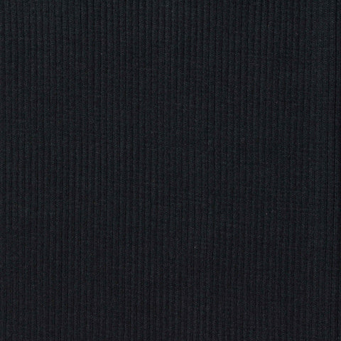 Cotton Polyester Stretch Rib Knit Fabric, 380 gsm, 130 cm — Black