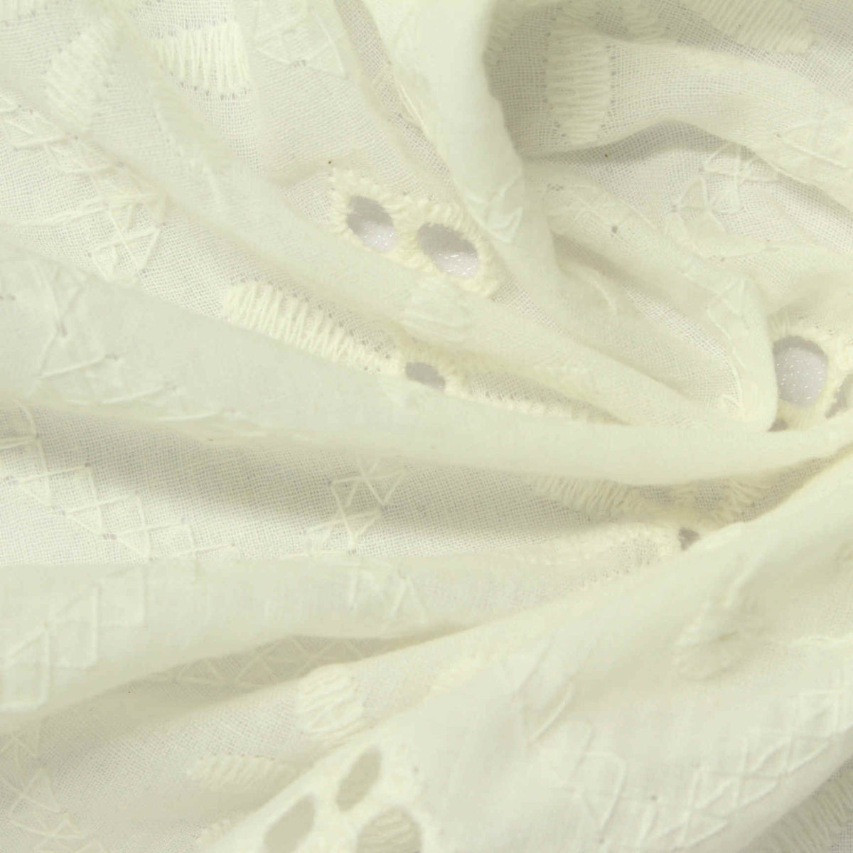 Cream Geometric Voile, Cotton