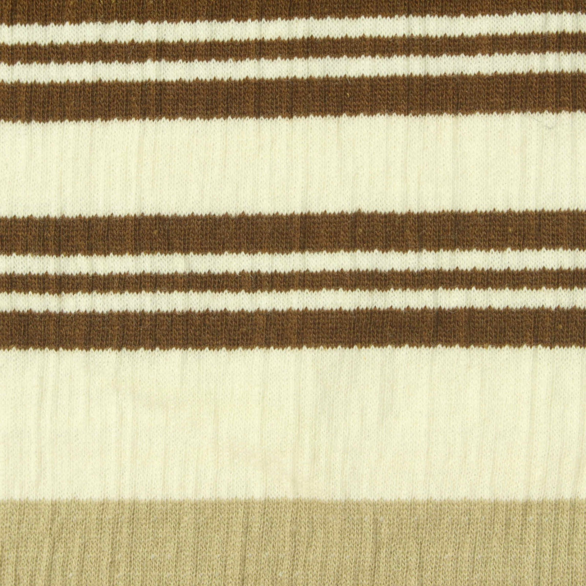 Brown Horizontal-Stripe Crepe, Cotton-Poly