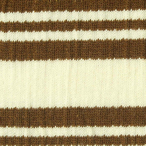 Brown Horizontal-Stripe Crepe, Cotton-Poly