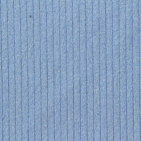 Brushed Polyester Stretch Rib Knit Fabric, 342 gsm, 325 cm — Blue