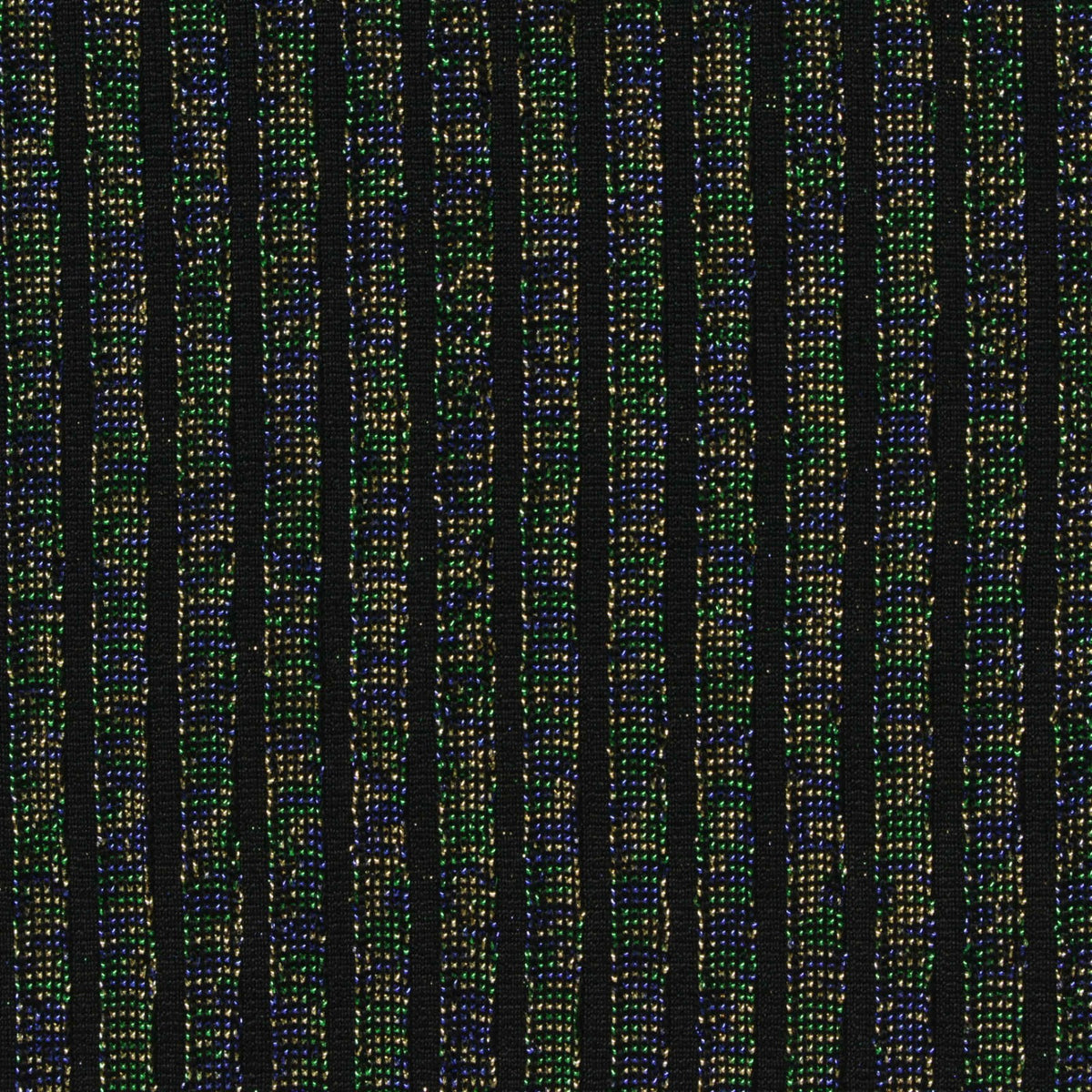 Green Vertical-Stripe Rib Knit, Nylon-Metallic