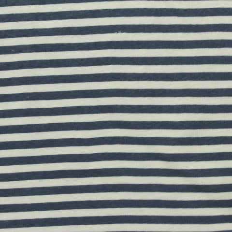 Navy Stripes Jersey Knit, Bamboo-Cotton