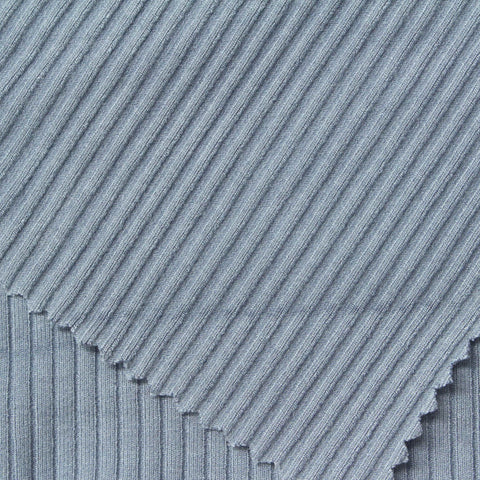 Viscose Stretch Rib Knit Fabric, 410 gsm, 120 cm — Blue