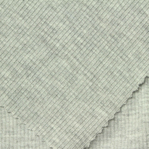 Heather Polyester Stretch Rib Knit Fabric, 320 gsm, 120 cm — Grey
