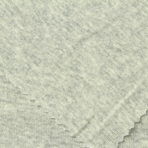 Light Grey Heathered-Marl Rib Knit, Cotton, 180 gsm