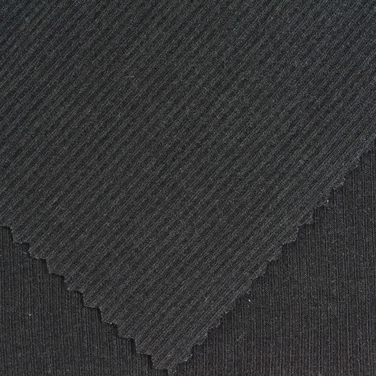 Polyester Stretch Rib Knit Fabric, 320 gsm, 120 cm — Black