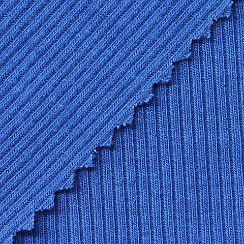 Polyester Stretch Rib Knit Fabric, 310 gsm, 120 cm — Blue