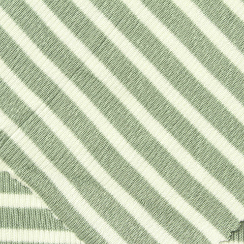 Light Green Stripes Rib Knit, Viscose
