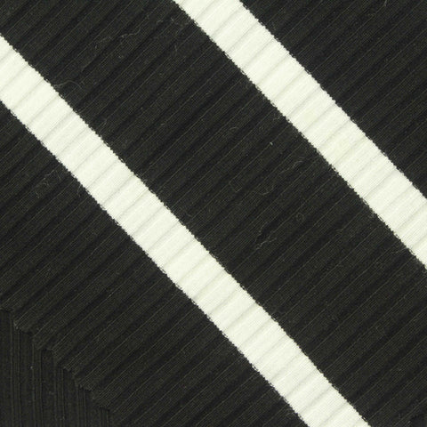 Black Diagonal-Stripe Rib Knit, Viscose, 330 gsm, 120 cm