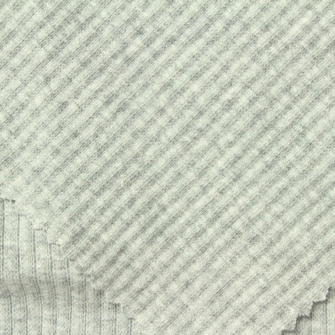Light Grey Marl Rib Knit, 260 gsm, 110 cm
