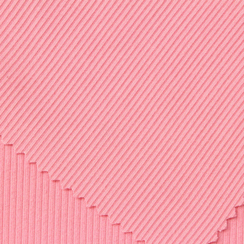 Brushed Polyester Stretch Rib Knit Fabric, 200 gsm, 180 cm — Pink
