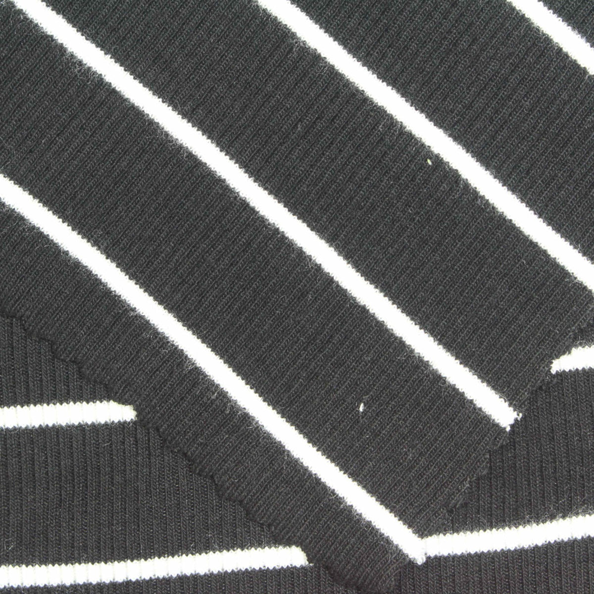 White Stripes Rib Knit, Viscose, 300 gsm