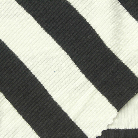 Black Diagonal-Stripe Rib Knit, Viscose, 240 gsm