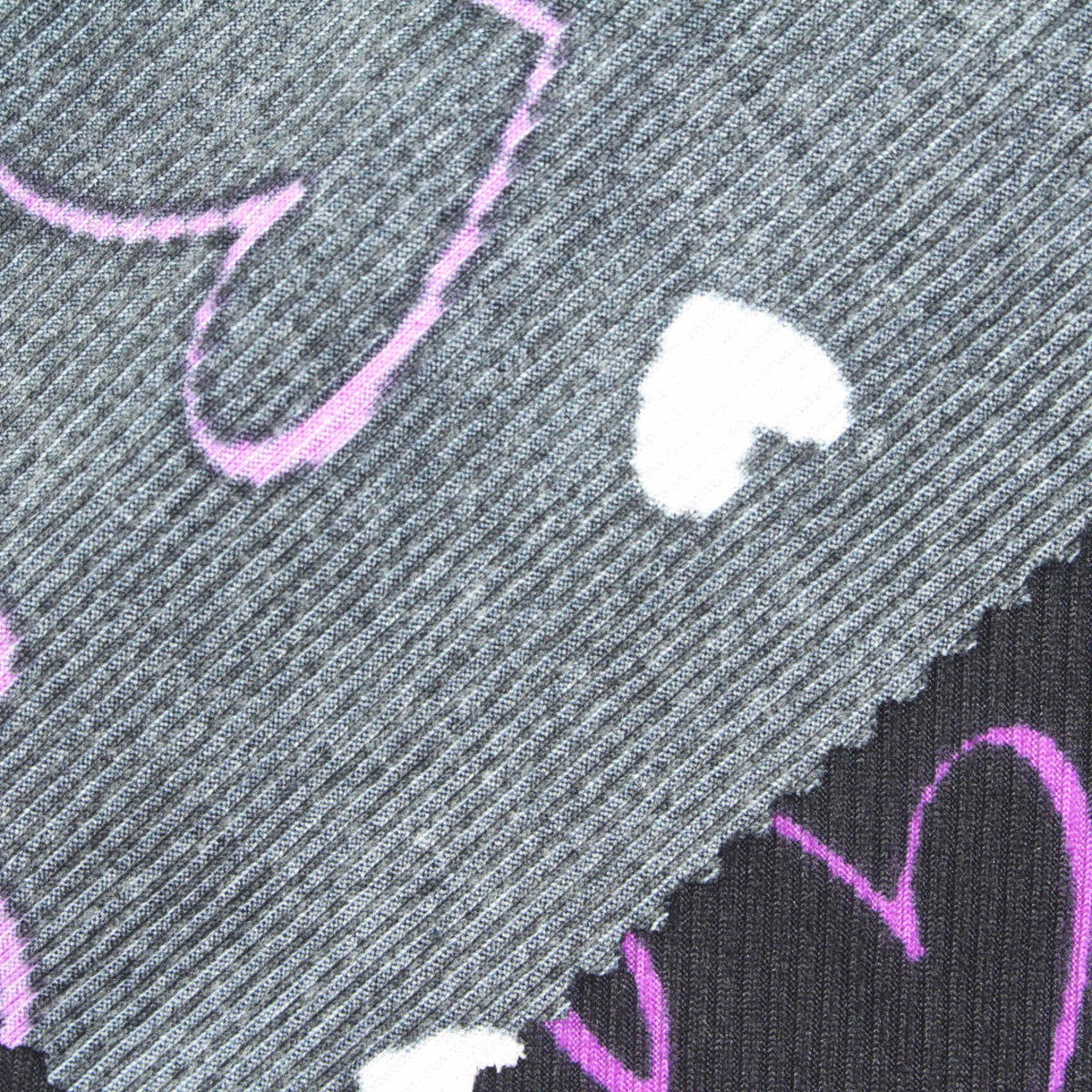 Pink Hearts Rib Knit, Polyester