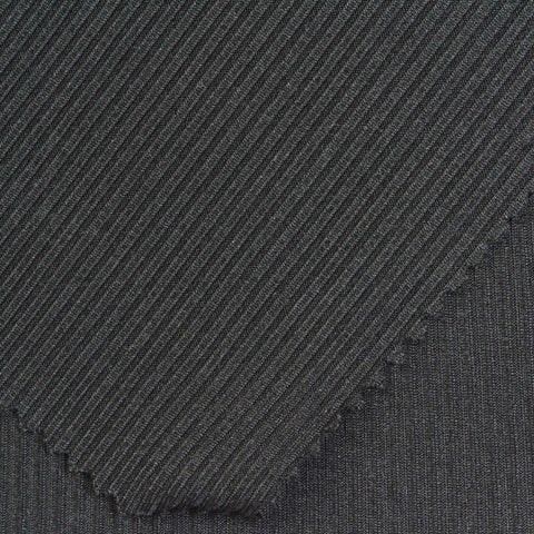 Brushed Polyester Stretch Rib Knit Fabric, 270 gsm, 165 cm — Grey