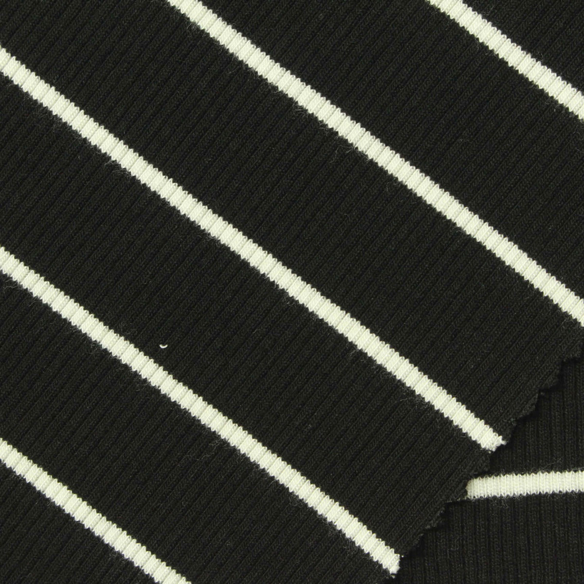 Black Stripes Rib Knit, Viscose