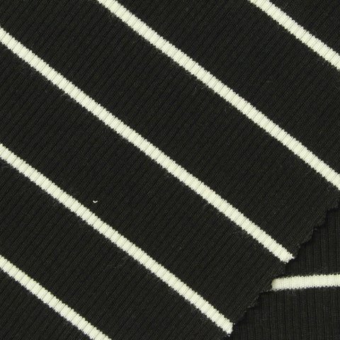 Black Stripes Rib Knit, Viscose