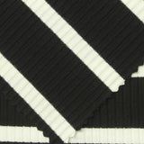 Black Diagonal-Stripe Rib Knit, Viscose