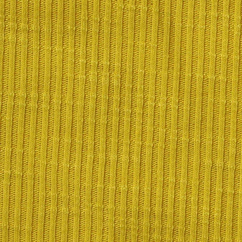 Slub Polyester Cotton Stretch Rib Knit Fabric, 190 gsm, 180 cm — Yellow