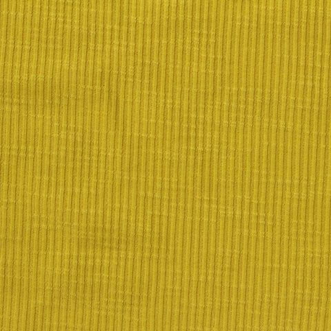 Slub Polyester Cotton Stretch Rib Knit Fabric, 190 gsm, 180 cm — Yellow