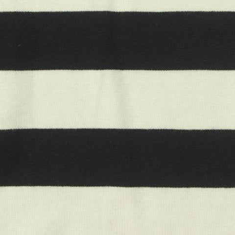 Black Horizontal-Stripe Jersey Knit, Viscose, 210 gsm, 170 cm